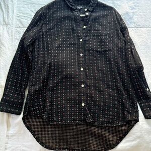 Madewell Flannel Oversized Boyfriend Shirt (XXS).